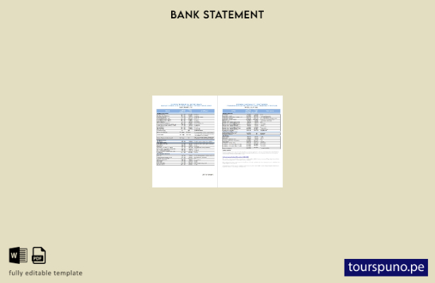 listo para imprimir plantilla de versión de páginas de Word de extracto bancario